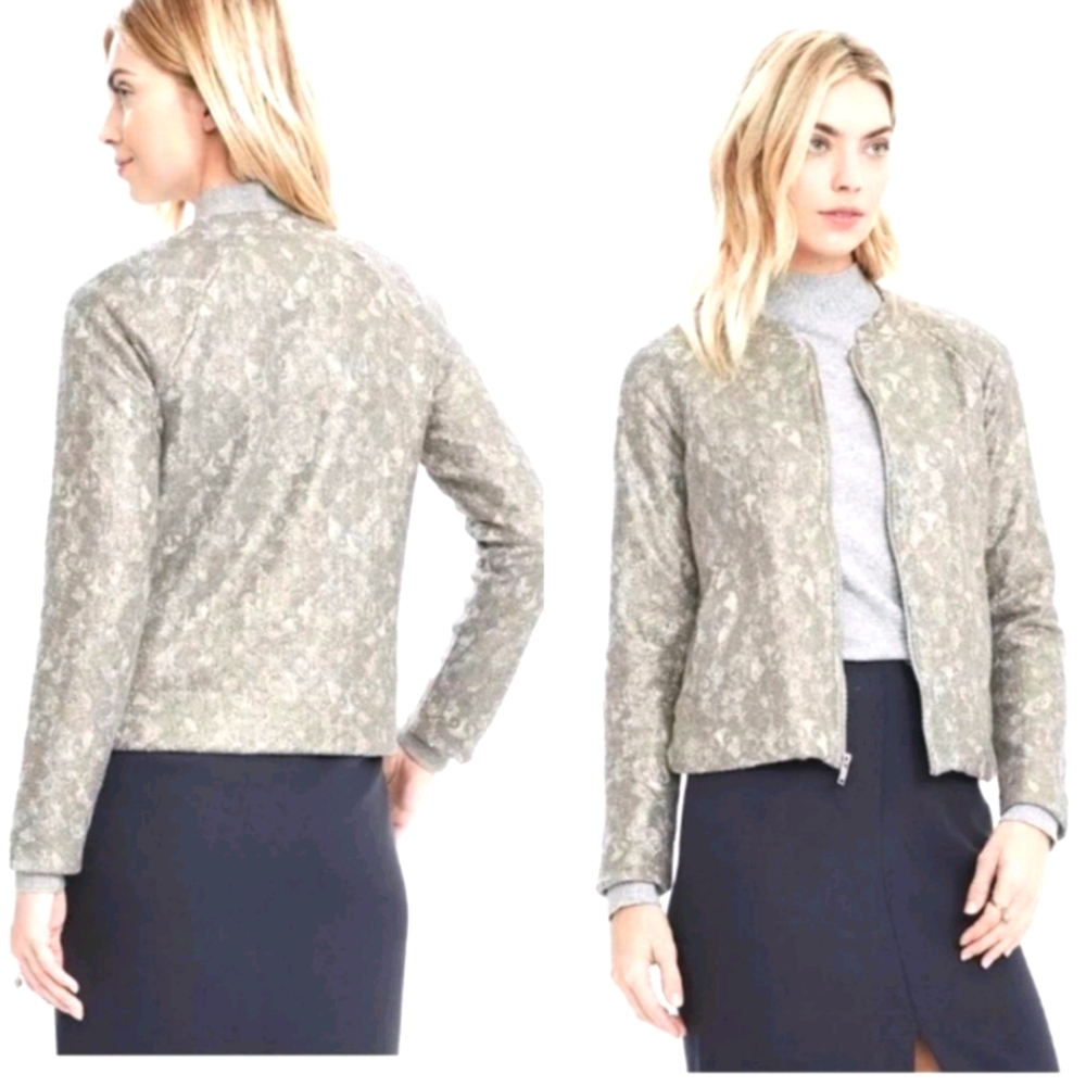 Banana Republic Metallic Lace Jacquard Cropped Jacket